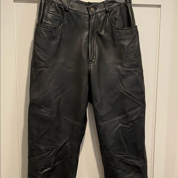 Leather pants, womens size 8, black - Picture 1 of 9